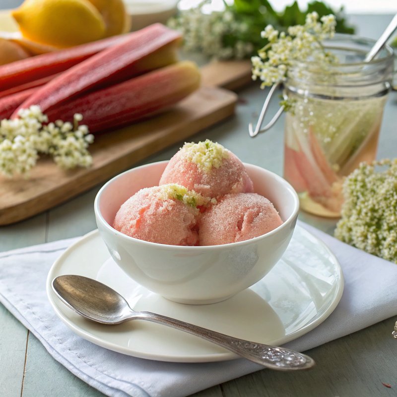 Rhubarb and Elderflower Sorbet