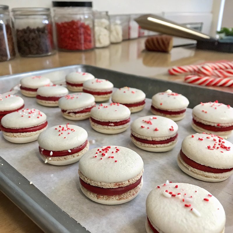 Candy Cane Macarons