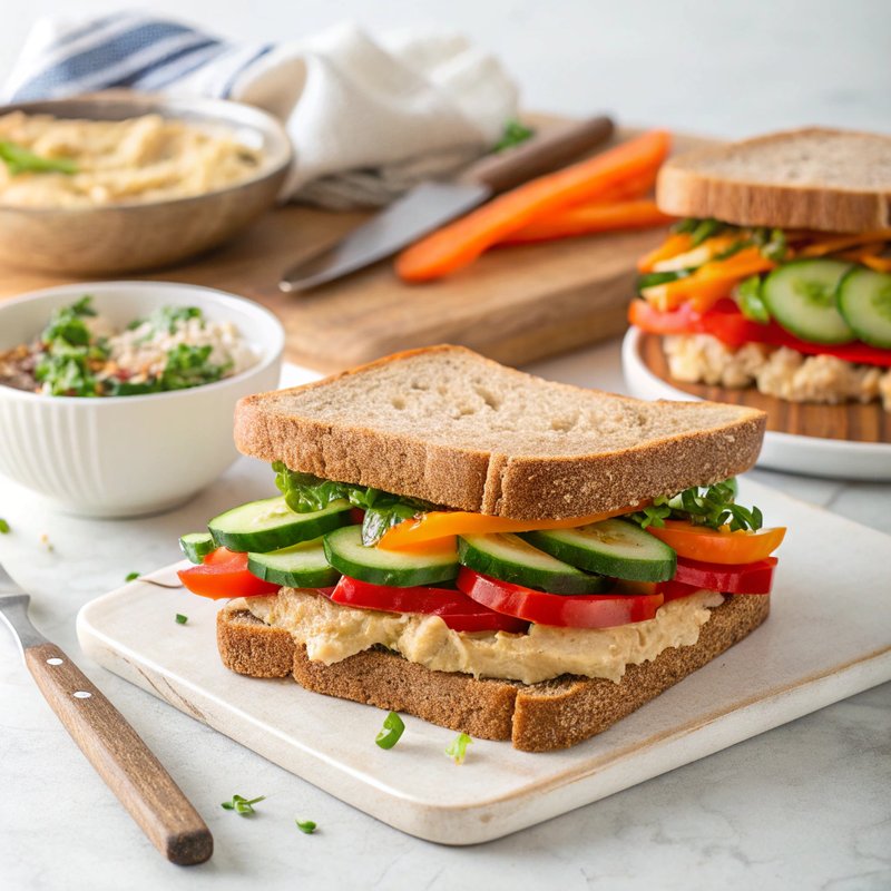 Mediterranean Veggie and Hummus Sandwich