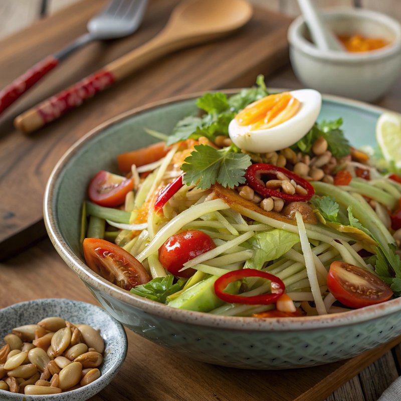 Thai-inspired Papaya Salad with Salted Egg