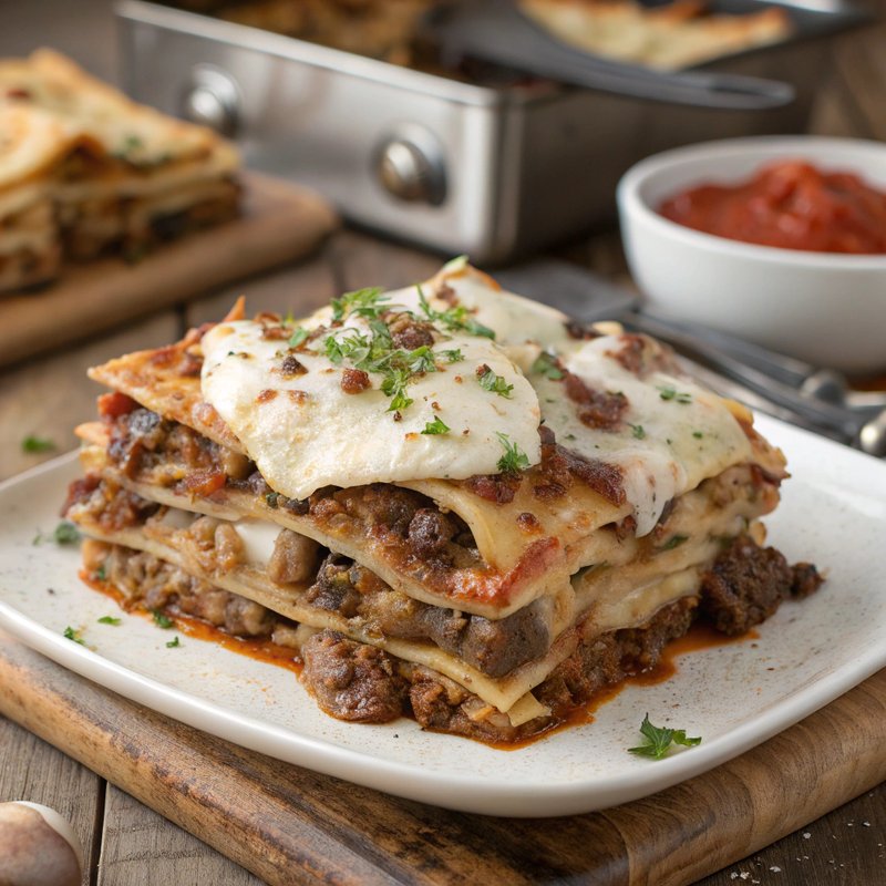 Hearty Mushroom and Meat Lasagna