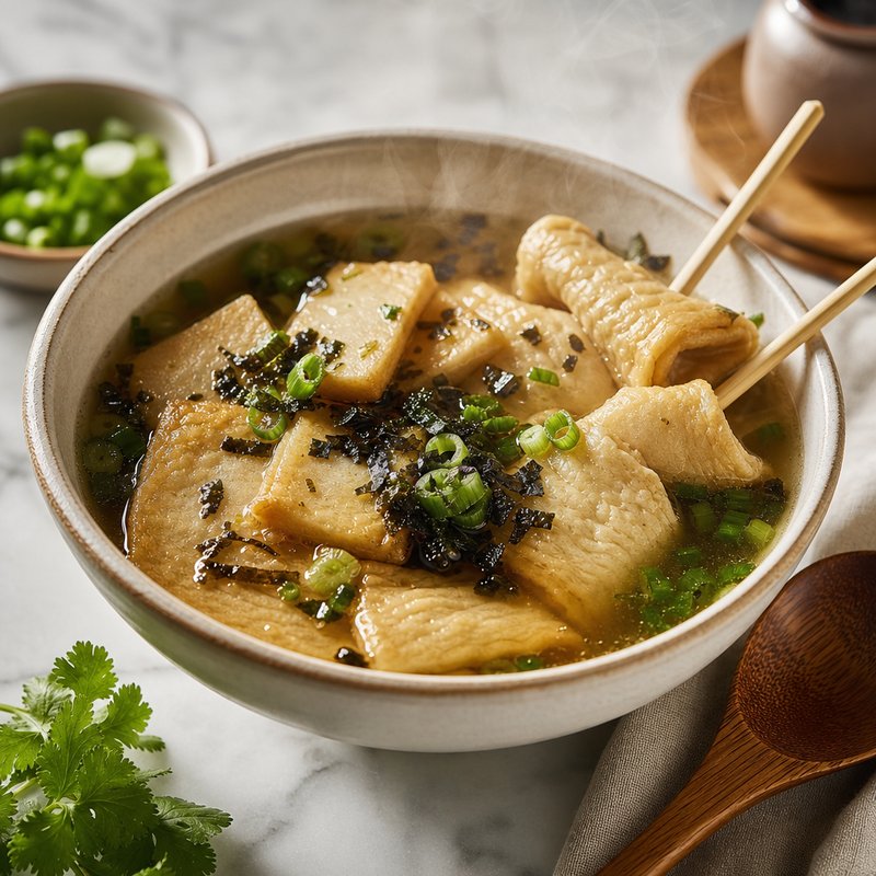 Odeng (Korean Fish Cake Soup) - Odeng is a beloved Korean street food that warms the soul with its savory fish cake slices floating in a fragrant, umami-rich broth. This dish not onl