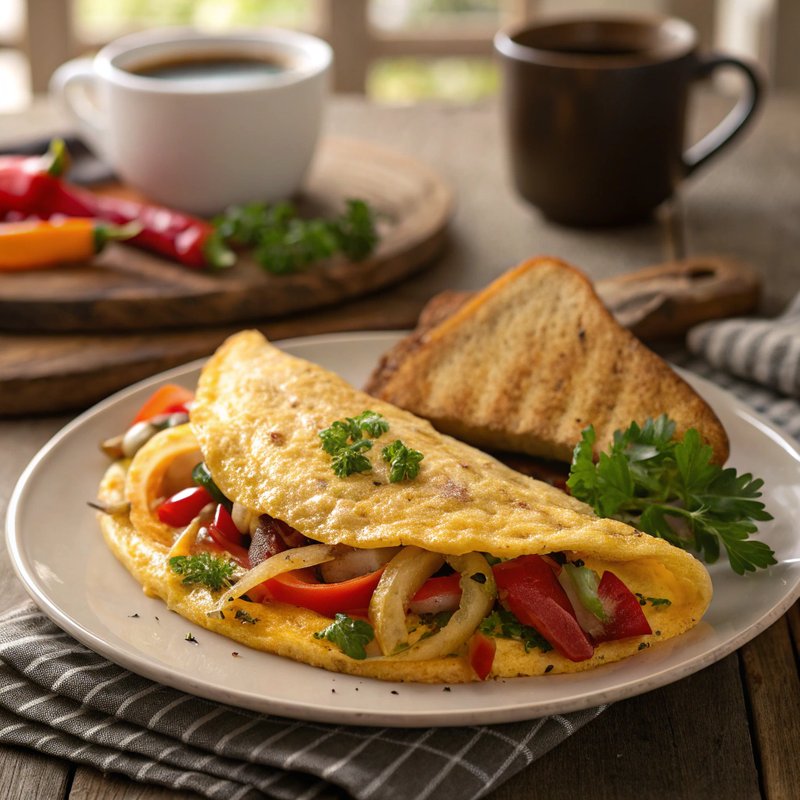 Bell Pepper and Onion Omelette