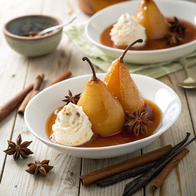 Star Anise and Cinnamon Poached Pears