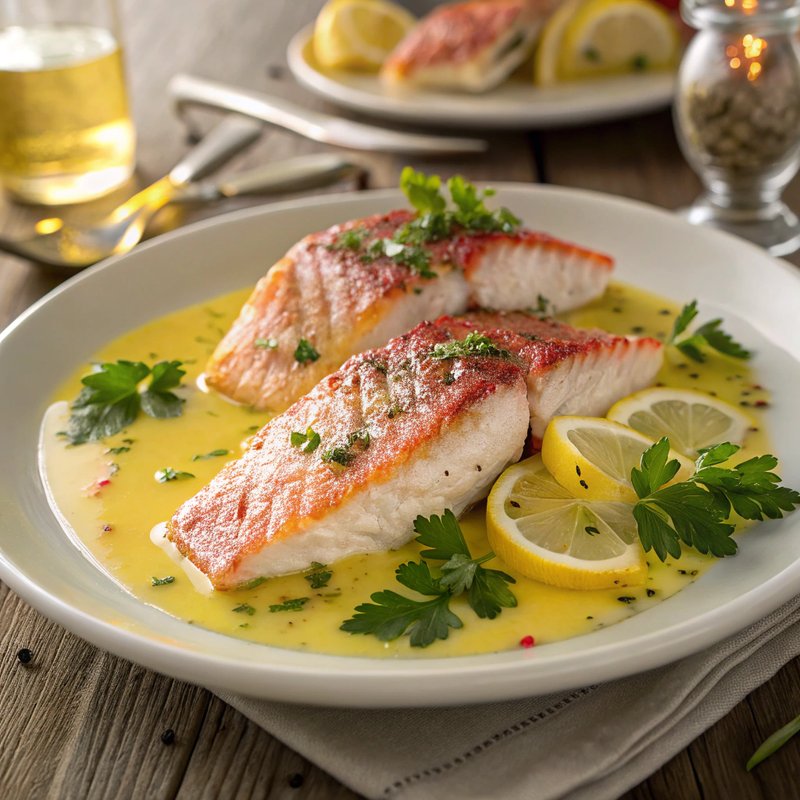 Oven-Baked Red Snapper with Lemon Butter Sauce