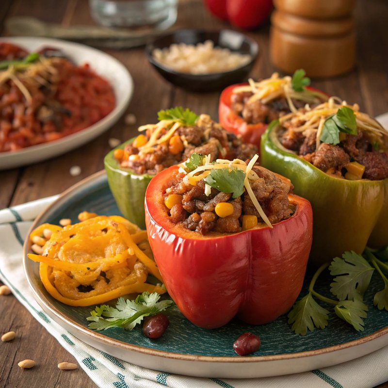 Pinto Bean and Sausage Stuffed Peppers