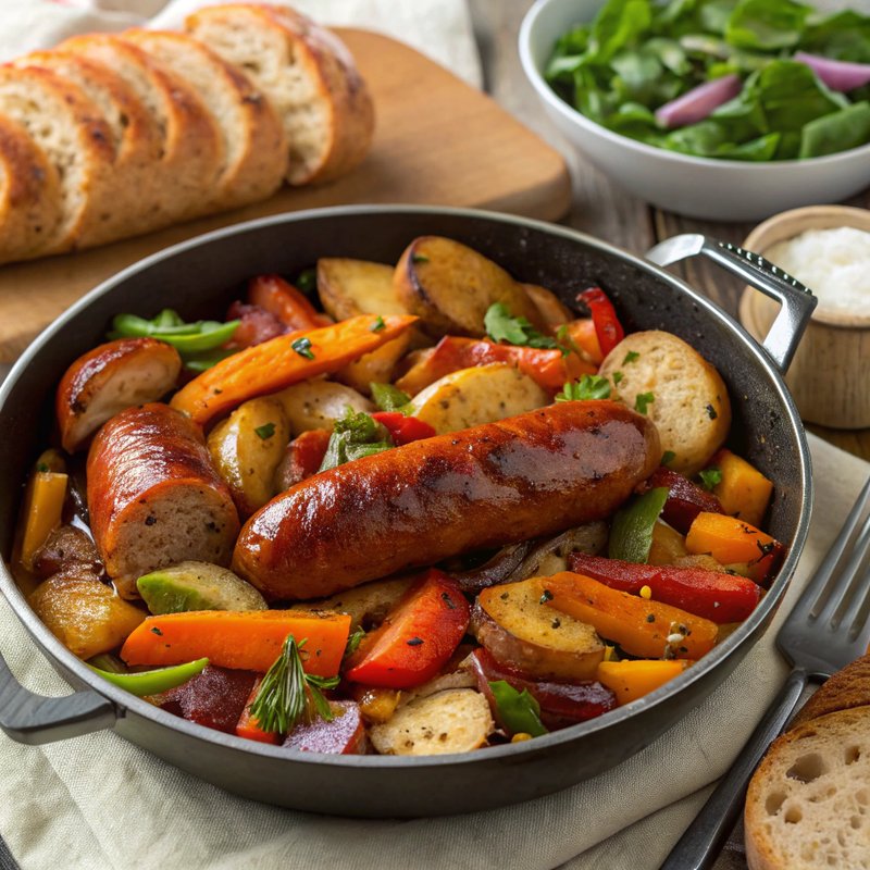 Roasted Smoked Sausage with Vegetables
