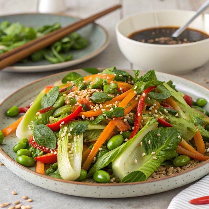 Bok Choy and Edamame Salad with Tangy Sesame Dressing
