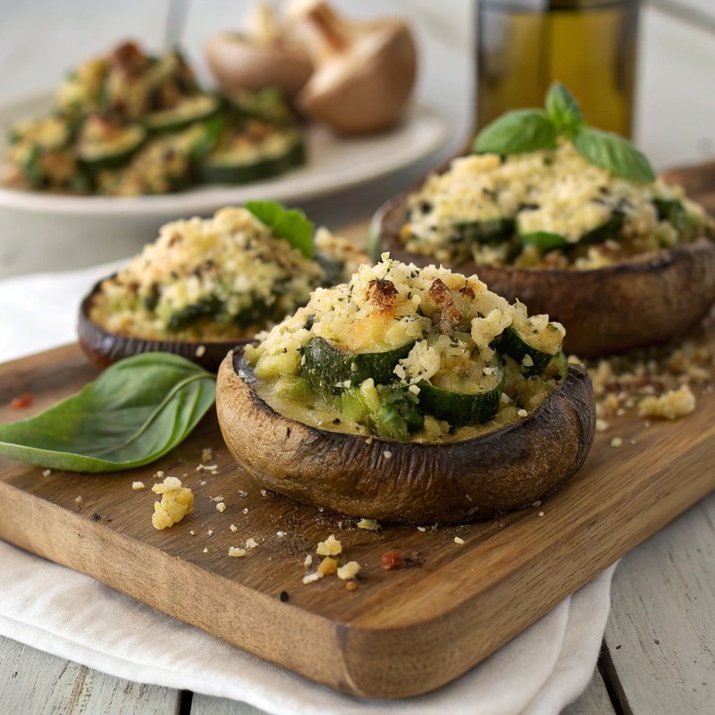 Zucchini and Garlic Stuffed Portobello Mushrooms