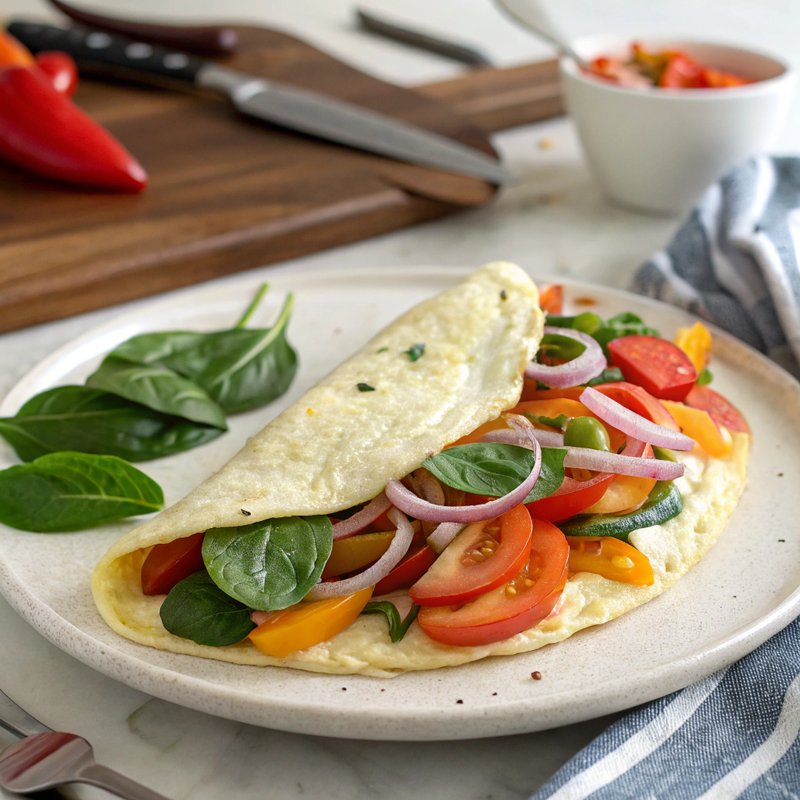 Fluffy Egg White Omelet with Fresh Vegetables