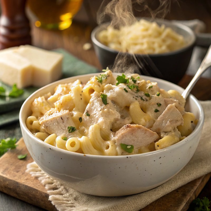 Creamy Chicken Alfredo Mac and Cheese