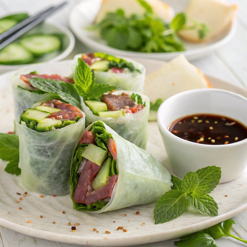 Pastrami and Cucumber Summer Rolls