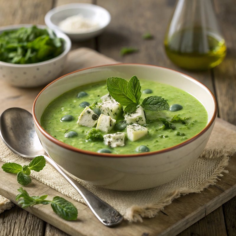 Creamy Pea and Blue Cheese Soup