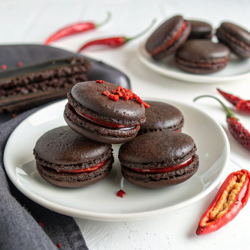 Dark Chocolate Chili Macarons