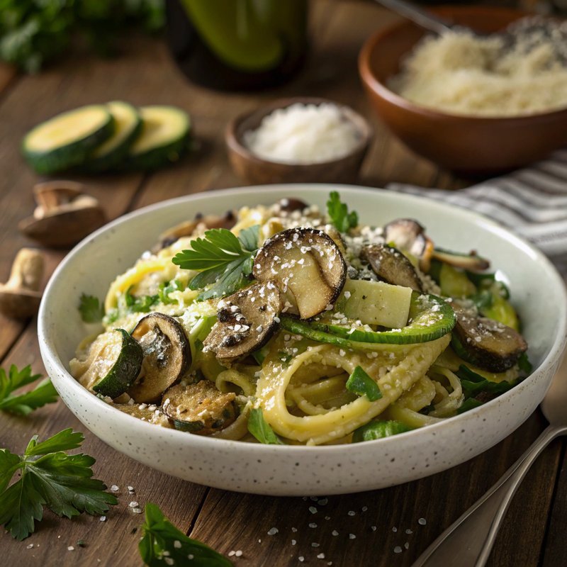 Mushroom and Zucchini Pasta