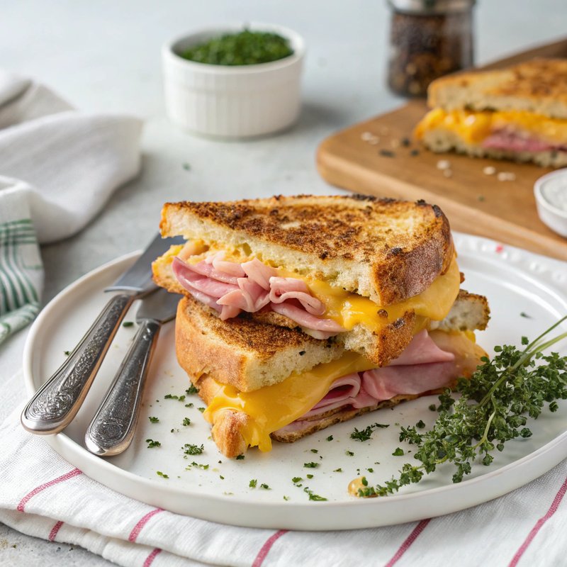 Ultimate Grilled Cheese and Ham Sandwich
