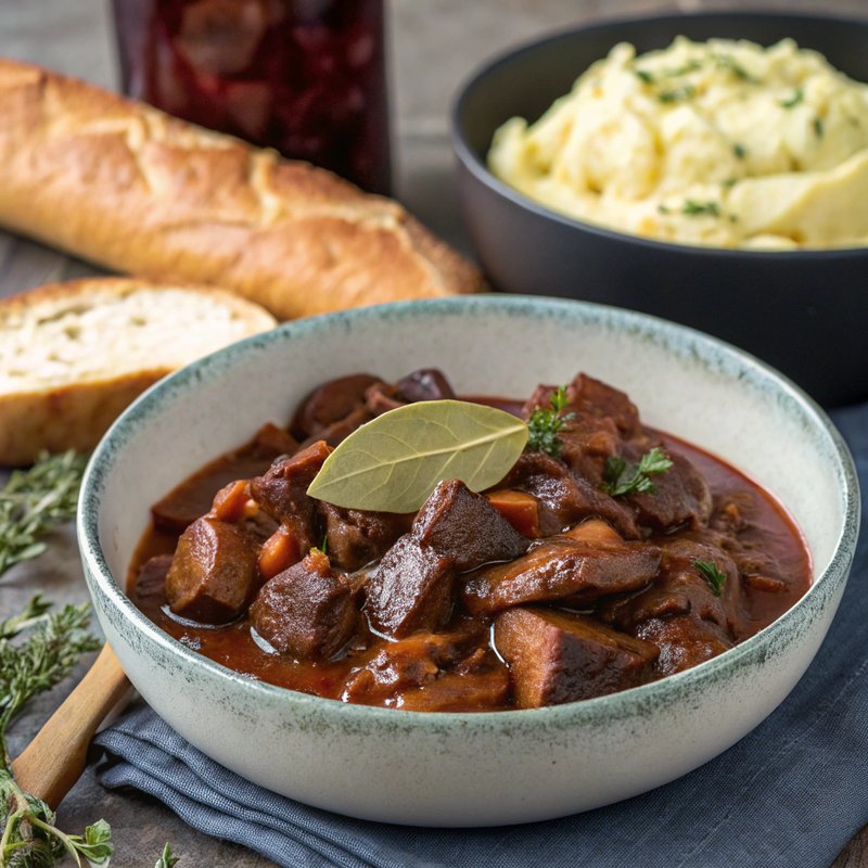 Seitan and Mushroom Bourguignon