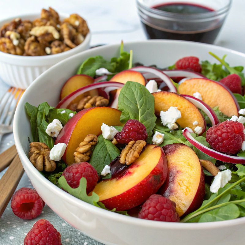 Nectarine and Raspberry Salad with Balsamic Vinaigrette
