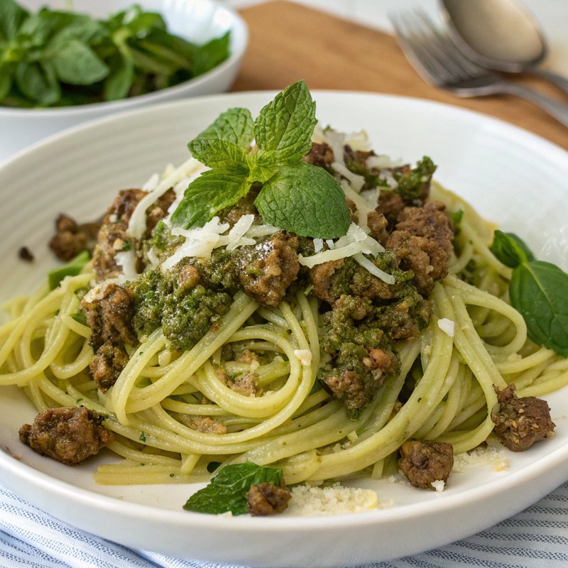 Linguine with Lamb and Mint Pesto