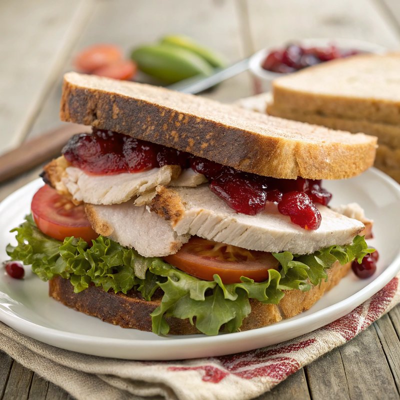 Roasted Turkey and Cranberry Sauce Sandwich