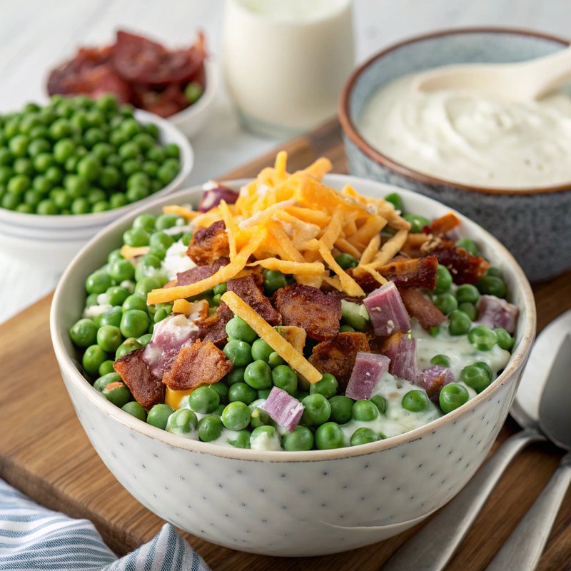 Creamy Pea Salad with Crispy Bacon