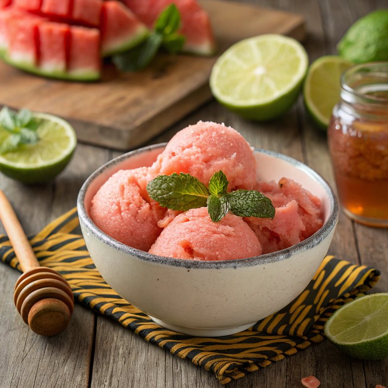Watermelon Sorbet with a Minty Twist