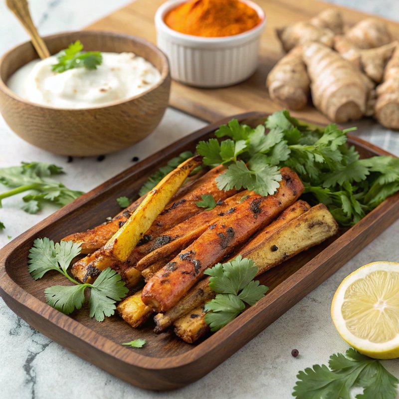 Tandoori Parsnip - Discover the vibrant flavors of India with this Tandoori Parsnip recipe, featuring tender roasted parsnips marinated in a fragrant blend of spices and