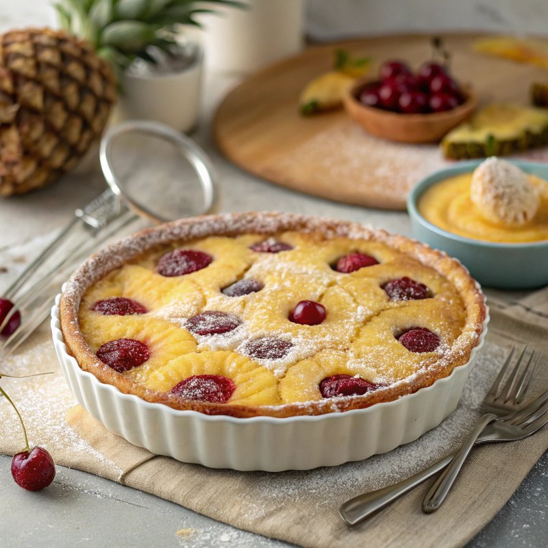 Pineapple and Cherry Clafoutis