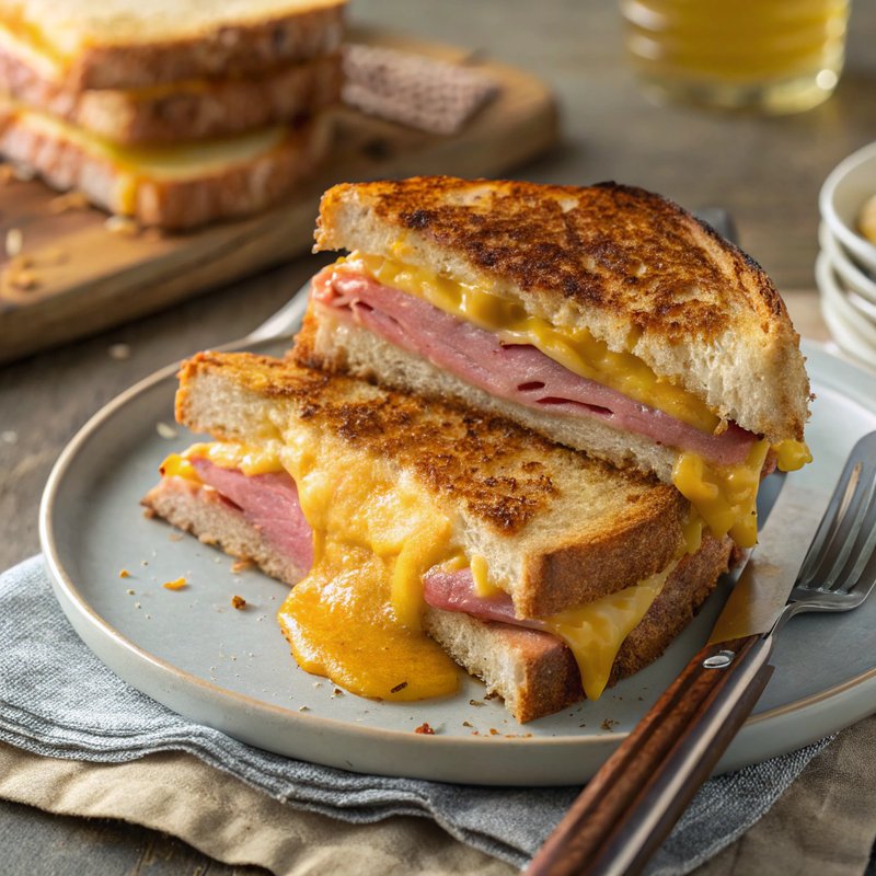 Gourmet Grilled Cheese with Ham and Honey Mustard
