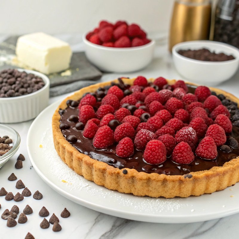 Chocolate Chip and Raspberry Tart