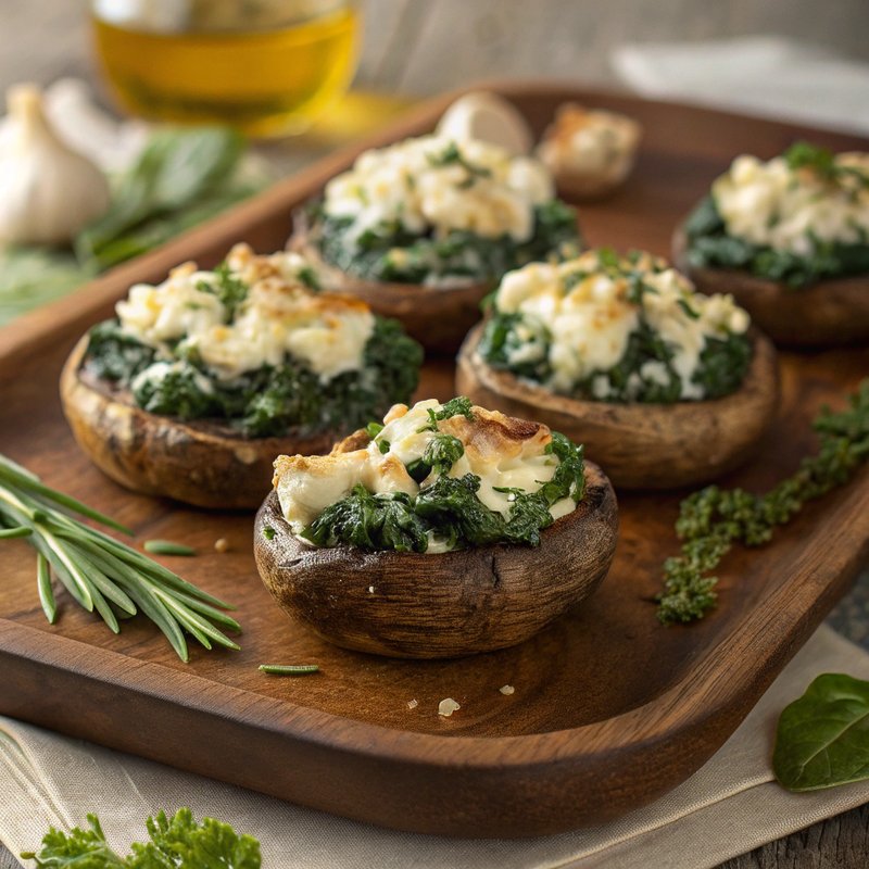 Savory Spinach and Goat Cheese Stuffed Portobello Mushrooms