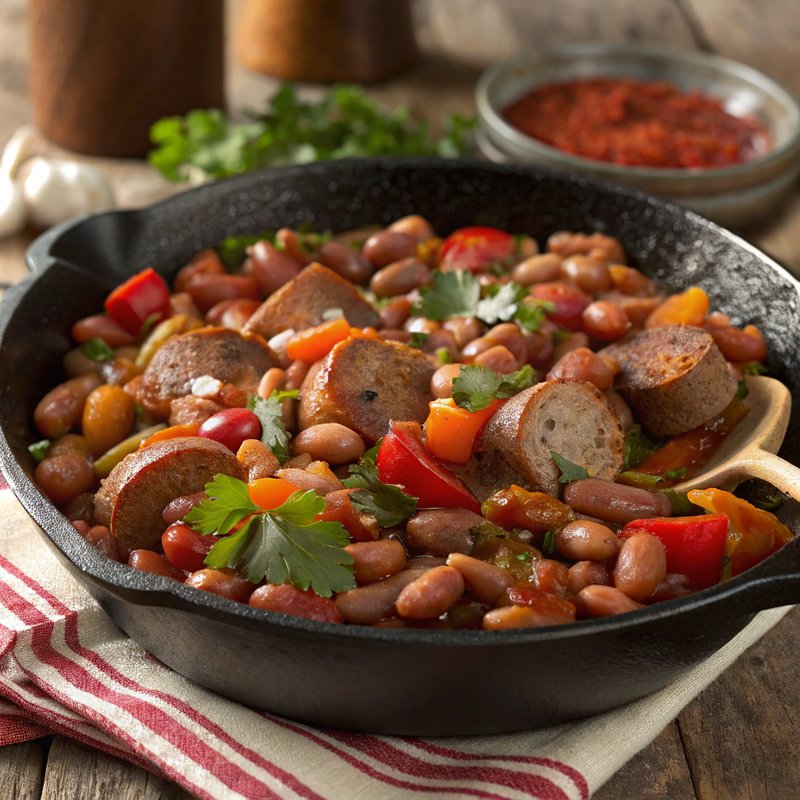 Rustic Pinto Bean and Sausage Skillet