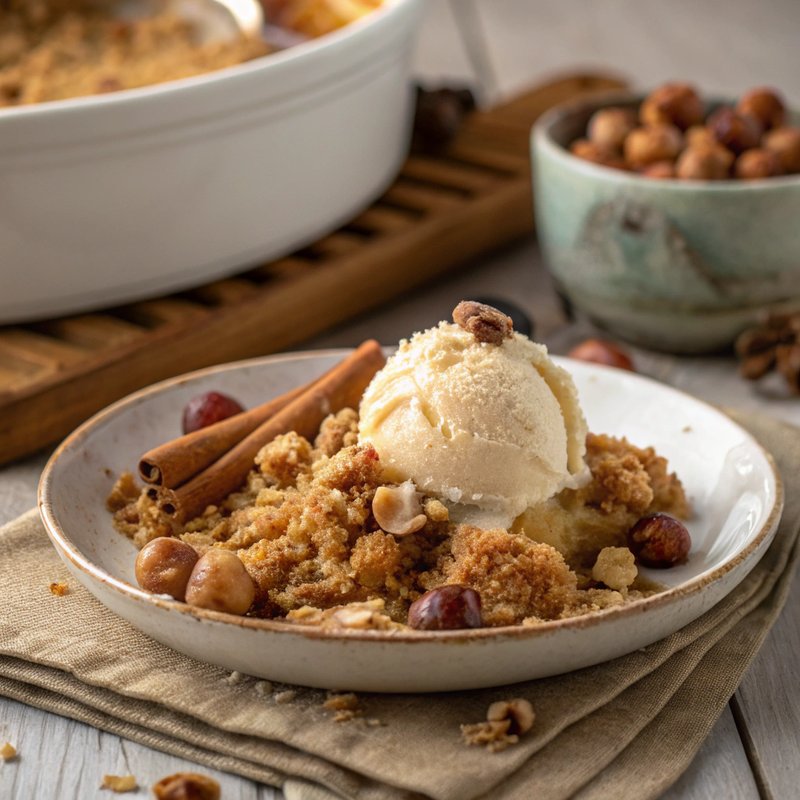 Parsnip and Hazelnut Crumble with Vanilla Infusion