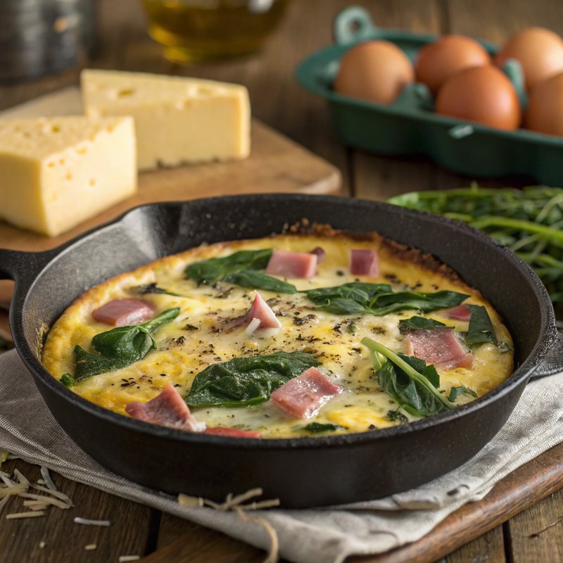 Savory Spinach and Ham Frittata