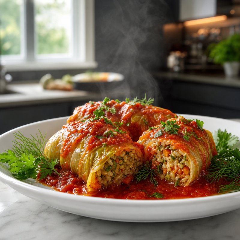 Flavorful Veggie Cabbage Rolls - These delightful veggie cabbage rolls are a hearty and nutritious dish filled with a vibrant medley of vegetables and seasoned rice, all enveloped in 