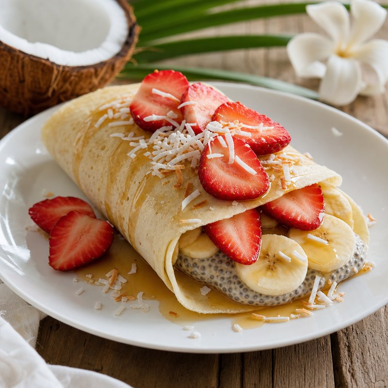 Coconut and Chia Seed Burrito - Indulge in this delightful Coconut and Chia Seed Burrito, a fusion of tropical flavors and nutrient-packed ingredients. This vibrant dish brings toget