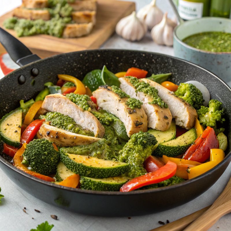 Pesto Chicken and Vegetable Stir Fry