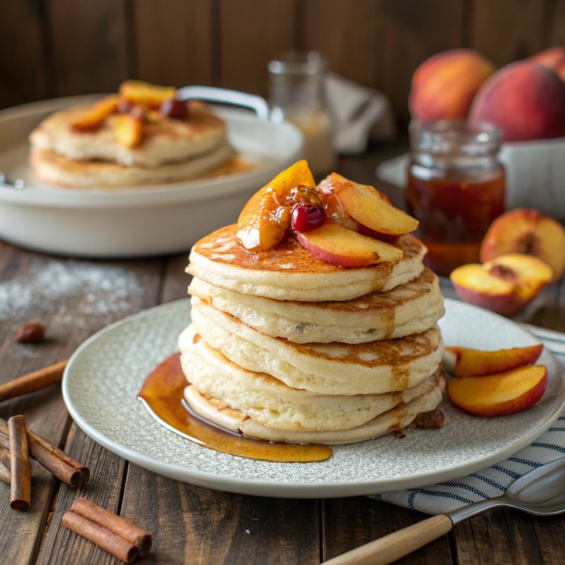 Fluffy Peach Pancakes