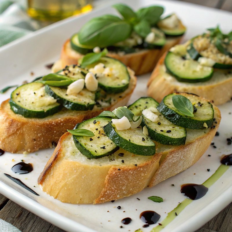 Zucchini and Garlic Bruschetta