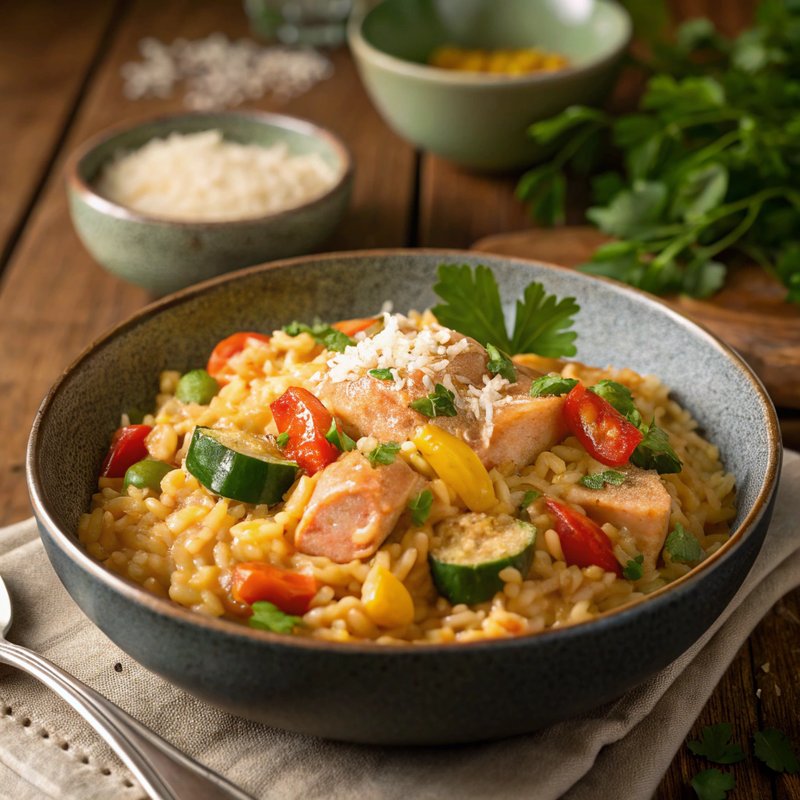 Creamy Salmon and Vegetable Risotto