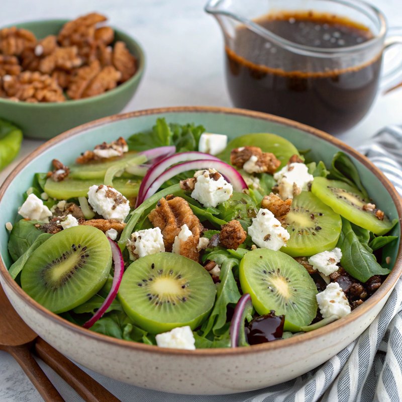 Kiwi and Feta Cheese Salad with Balsamic Vinaigrette