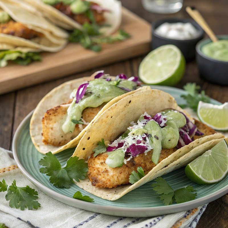 Pacific Cod Tacos with Avocado Sauce