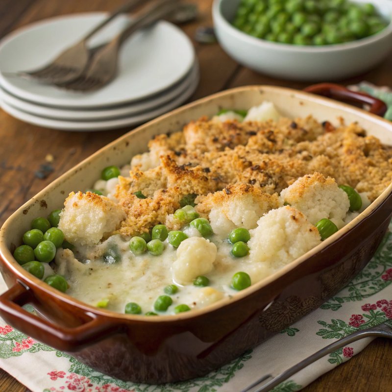 Creamy Pea and Cauliflower Gratin