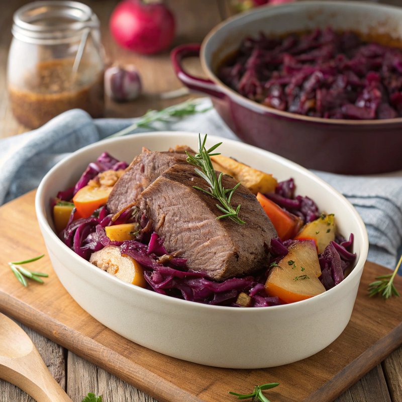 Rindfleisch Mit Rotkohl