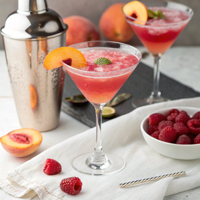 Peach and Raspberry Martini