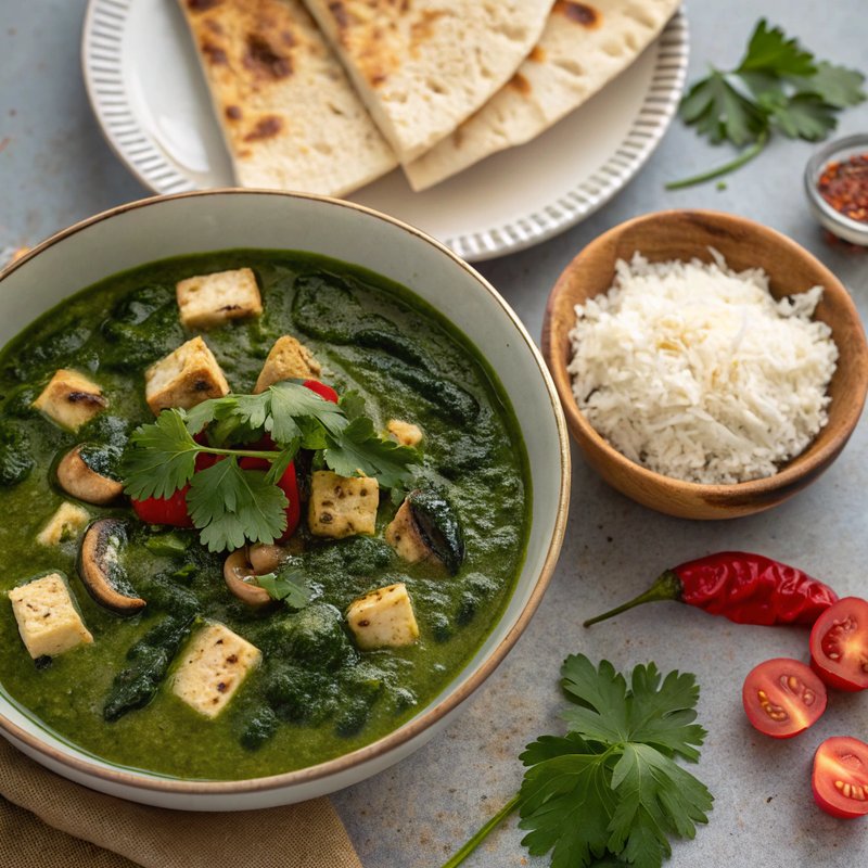 Enhanced Indian Palak Paneer with Mushrooms