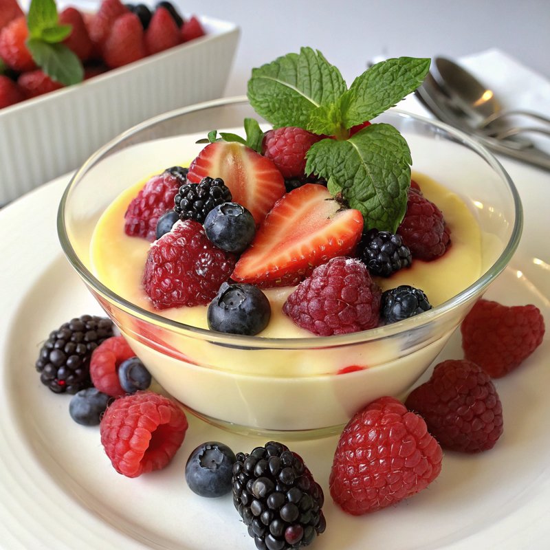 Zabaglione with Fresh Berries - Zabaglione, an exquisite Italian dessert, is a light and airy custard made with egg yolks, sugar, and sweet wine, often served with fresh berries. Thi