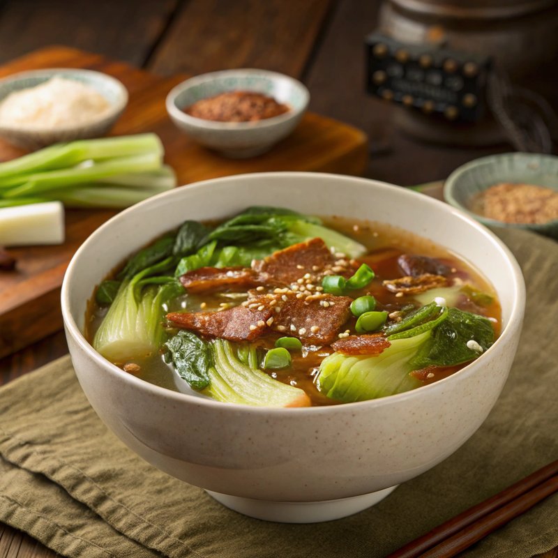 Bok Choy and Bacon Soup