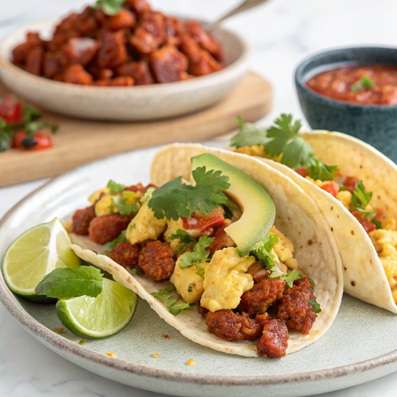 Spicy Chorizo and Scrambled Eggs Tacos