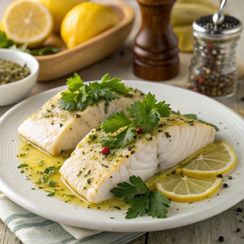 Savory Baked Halibut with Lemon and Herbs